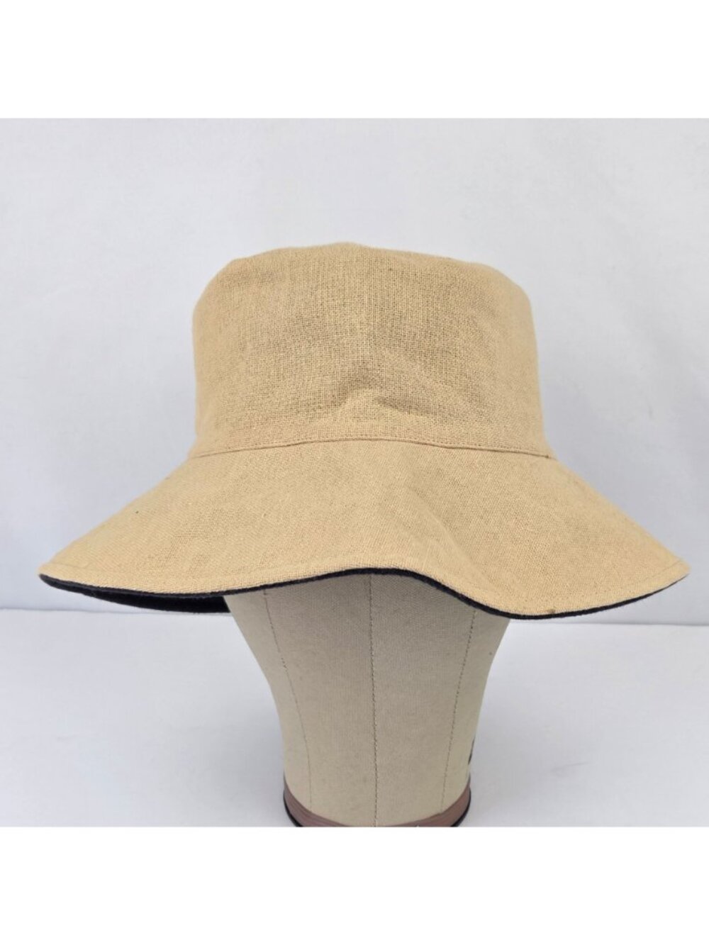 Wallaroo Reversible Resort Hat Tan & Black Wide Brim Sun Protection Cotton Blend - Picture 6 of 14